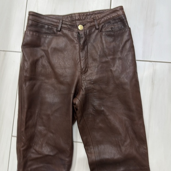 Vintage Cynthia Rowley Brown Leather Pants Size 4 - Picture 10 of 11